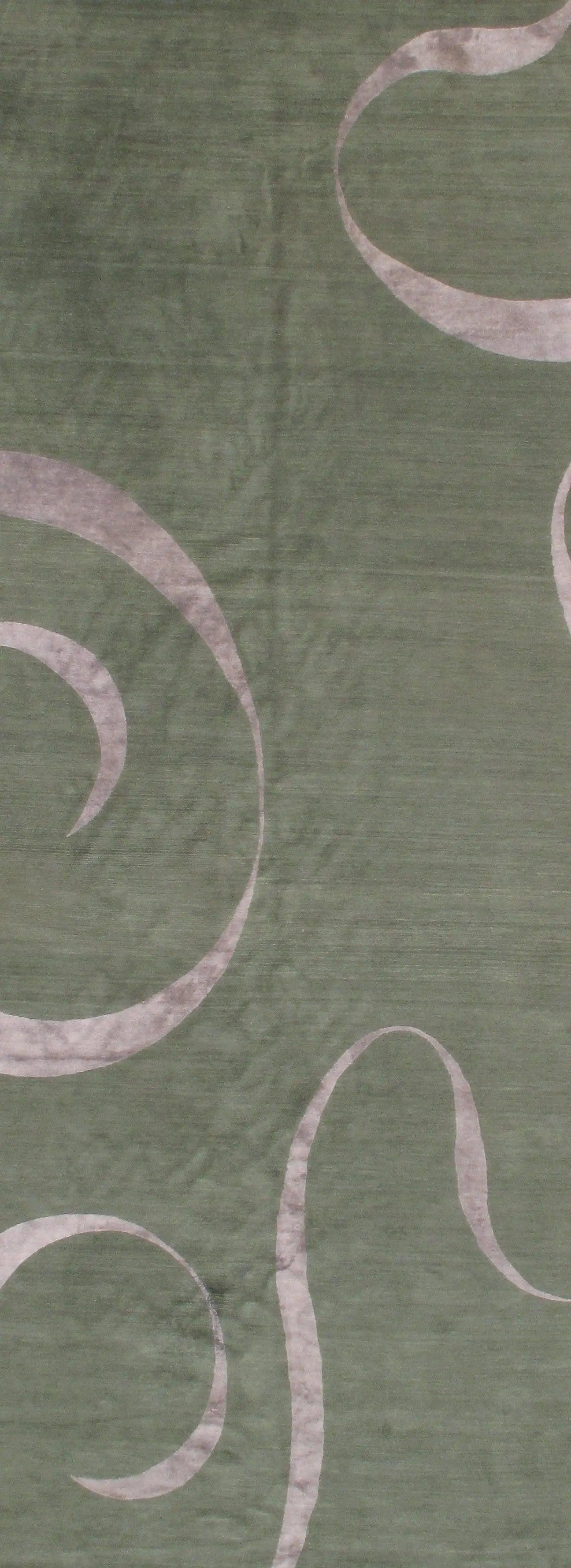 Green Nepali runner silk & wool Rug - 5'6'' X 14'6''
