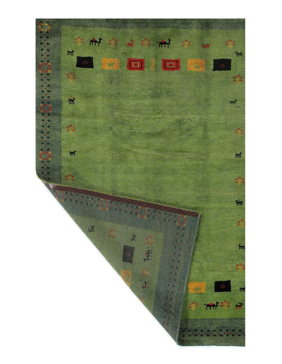 Canvello Green Silkroad Gabbeh Lori Baft Rug - 5'7" X 8' - Canvello