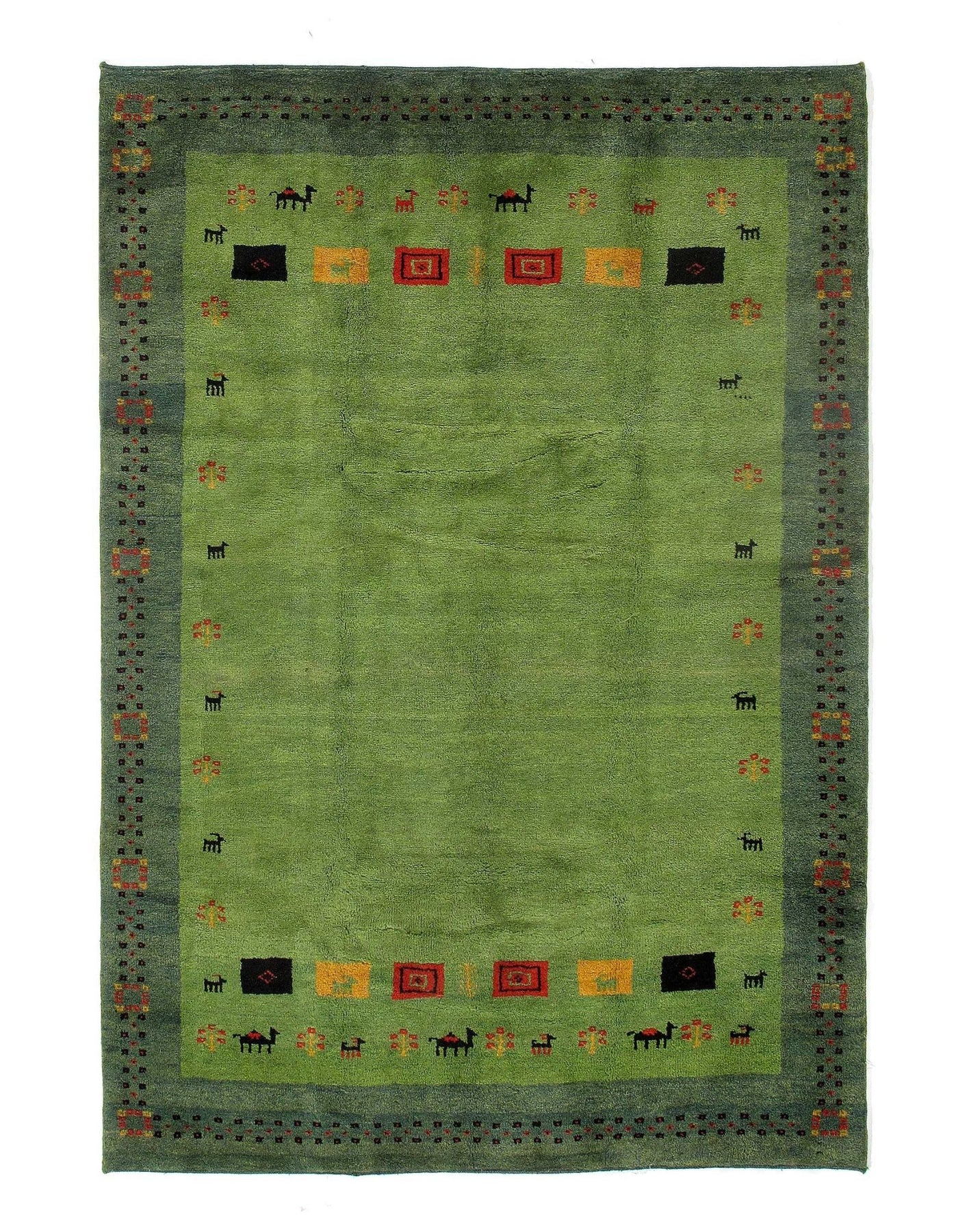 Canvello Green Silkroad Gabbeh Lori Baft Rug - 5'7" X 8' - Canvello