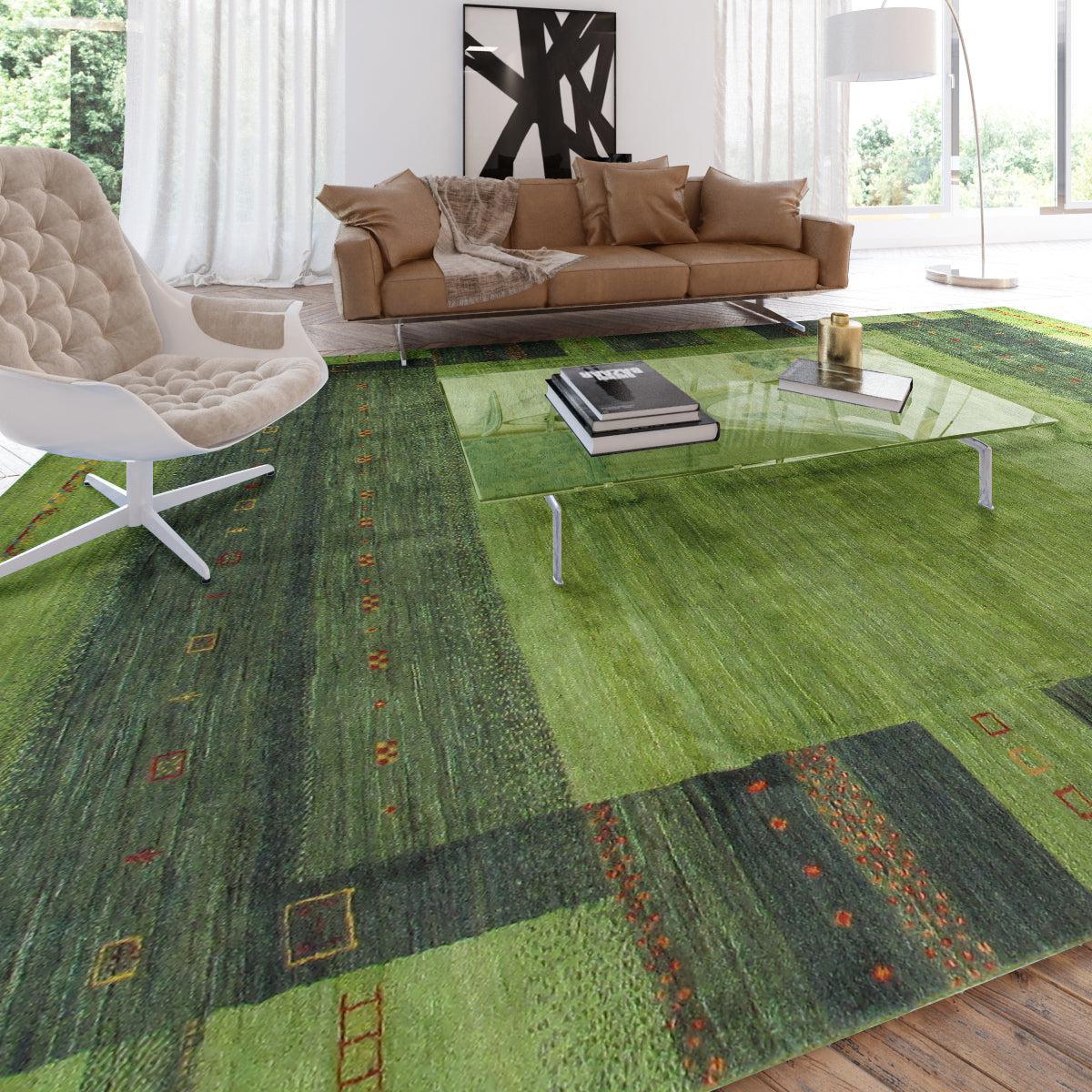 Canvello Green Silkroad Gabbeh Rug - 6'8" x 10' - Canvello