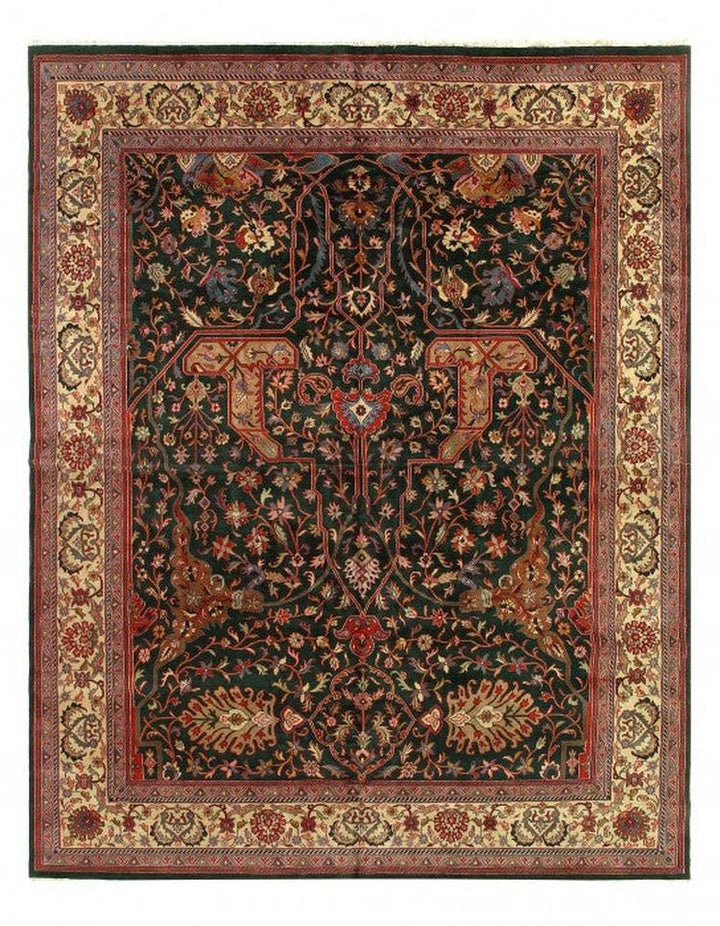 Canvello Green Silkroad Hand Knotted Kashan Design Rug - 12'X16'5''