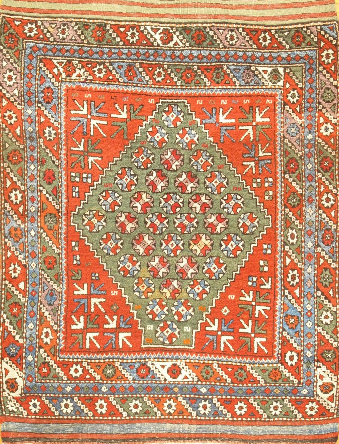 Canvello Green Turkish Kazak Rug 3'.11'' X 5'.1'' - Canvello