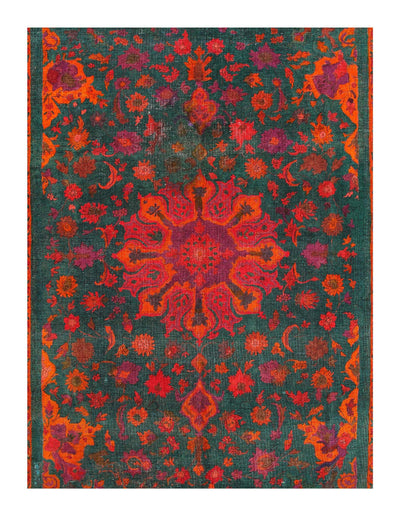 Green Vintage Traditional Over-Dyed - 10' X 14'