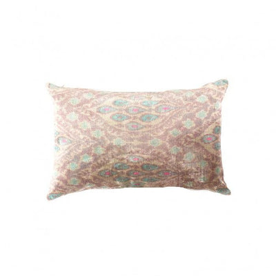 Canvello Grey Velvet IKAT Cushion - 16" X 24" - Canvello