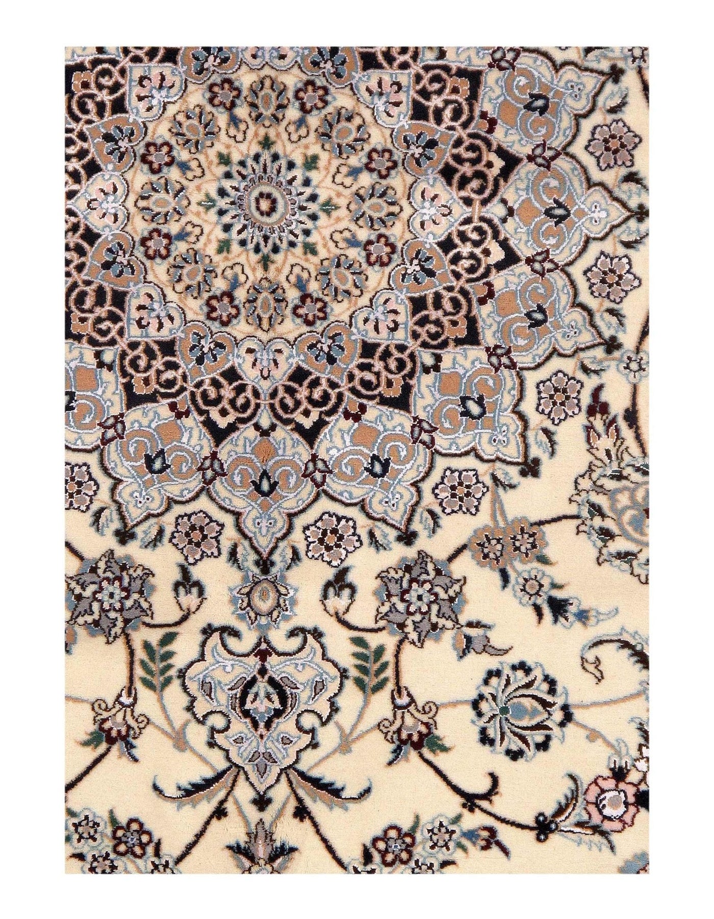 Canvello Habibian Nain Hand Knotted Silk Rug - 6L - 6'8" x 8'3" - Canvello