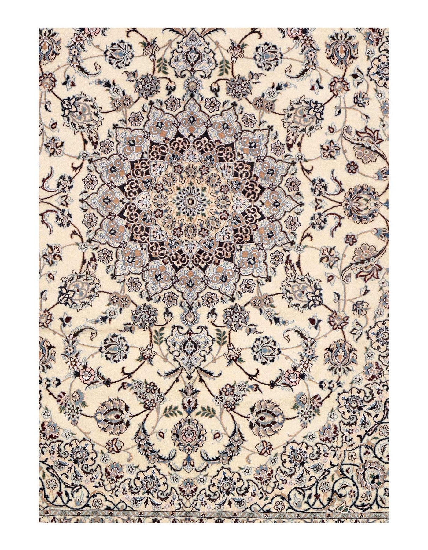 Canvello Habibian Nain Hand Knotted Silk Rug - 6L - 6'8" x 8'3" - Canvello