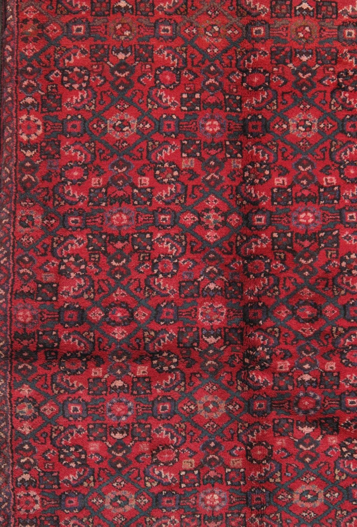Canvello Hamadan Lamb's Wool Vintage Red Rugs - 3' X 7'1"
