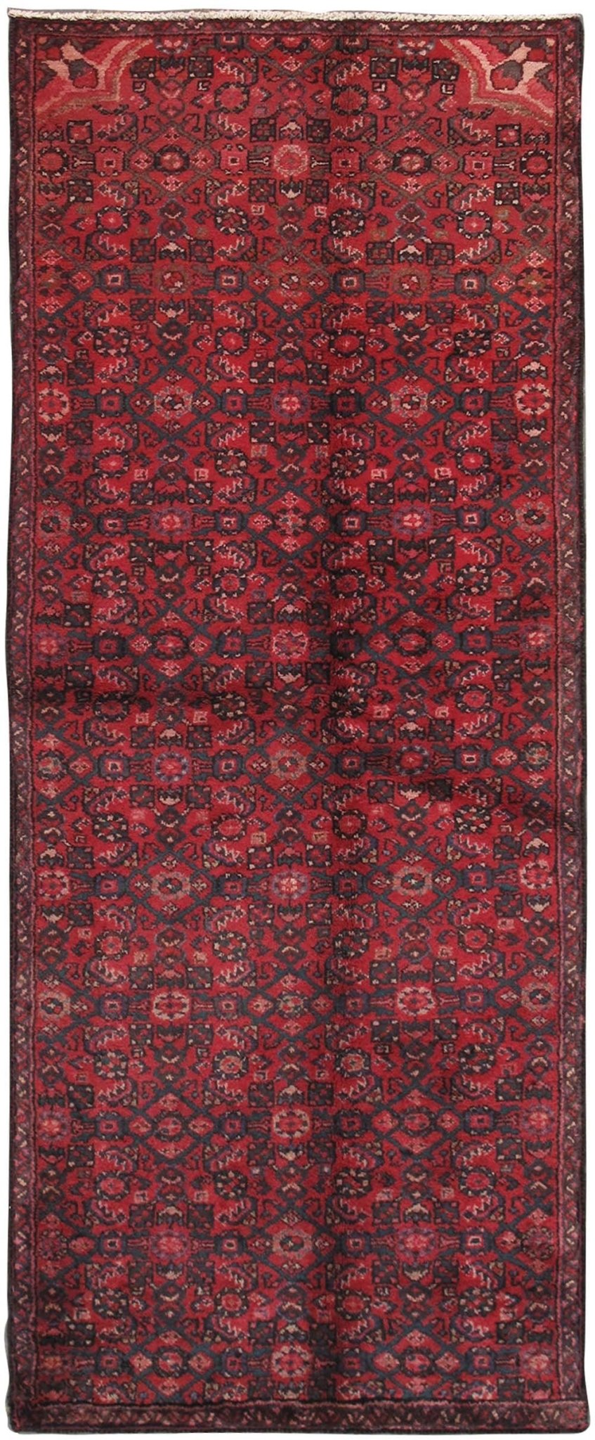 Canvello Hamadan Lamb's Wool Vintage Red Rugs - 3' X 7'1" - Canvello