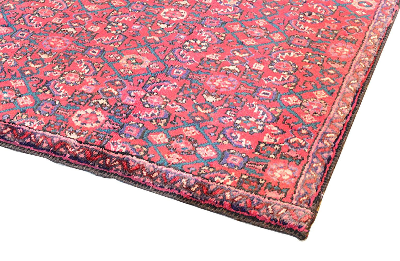 Canvello Hamadan Lamb's Wool Vintage Red Rugs - 3' X 7'1" - Canvello