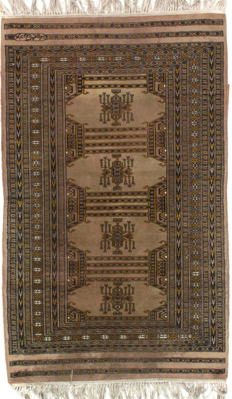 Canvello Hamdmade Beige Bokhara Rug - 3' X 5'