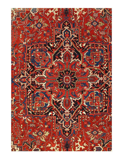 Canvello Hand Knotted Antique Heriz Rug - 9'6'' X 13'4'' - Canvello