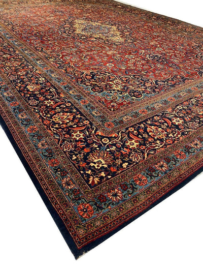 Canvello Hand Knotted Antique Kashan Colorful Rug - 8'7'' X 11'9''