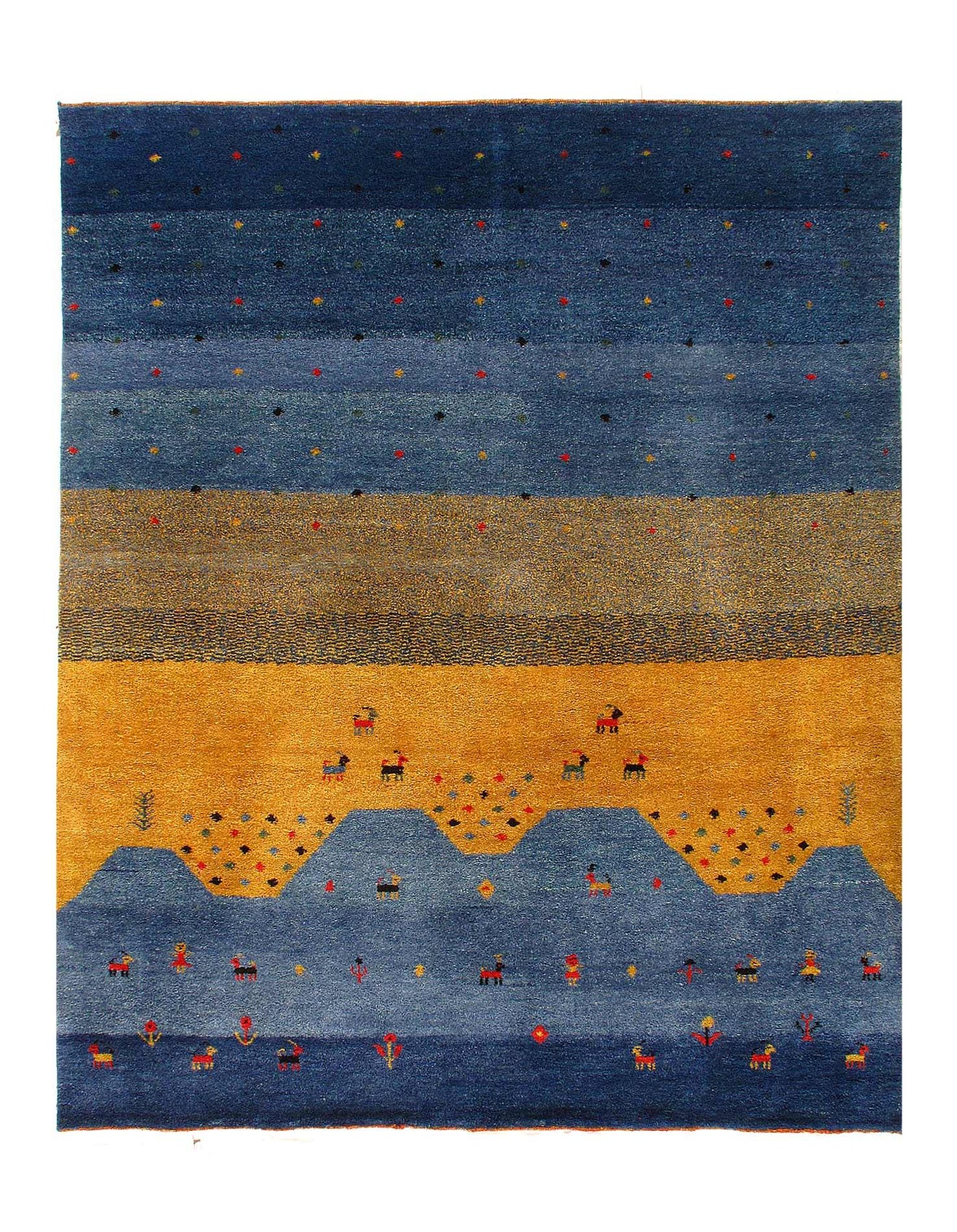 Canvello Hand Knotted Blue Gabbeh Rugs - 6' X 9' - Canvello