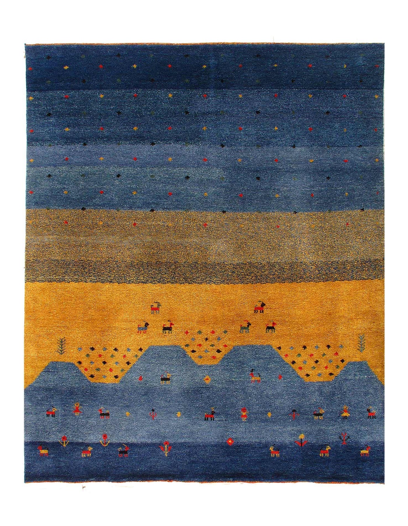 Canvello Hand Knotted Blue Gabbeh Rugs - 6' X 9'
