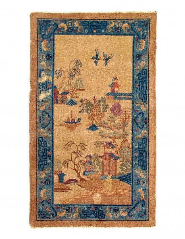Canvello Hand Knotted Chinese Art Deco Rug- 4' X 6'