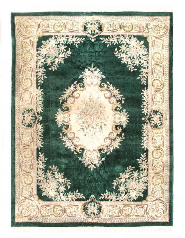 Canvello Hand Knotted Chinese Vintage Dark Green Rug - 9' X 12'