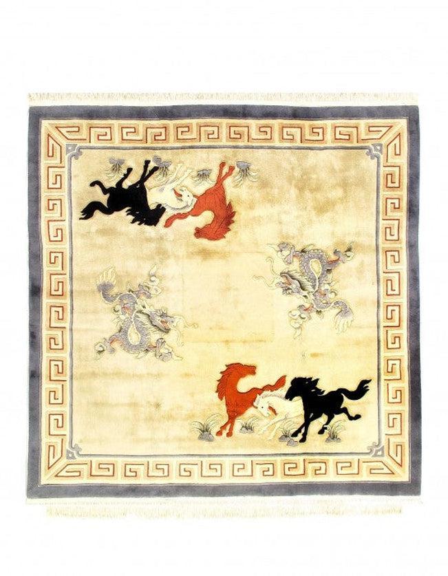 Canvello Hand knotted Chinese Vintage Square Rugs - 8'5'' X 8'11'' - Canvello