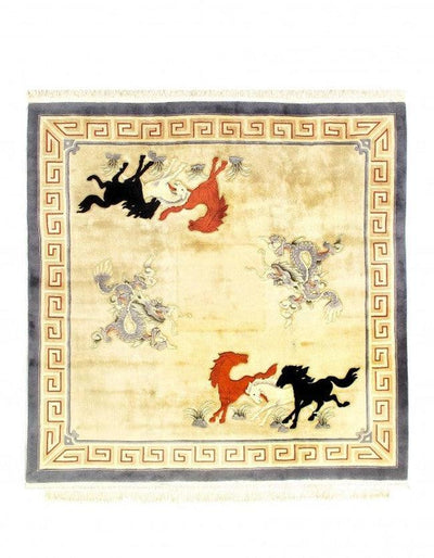 Canvello Hand knotted Chinese Vintage Square Rugs - 8'5'' X 8'11'' - Canvello