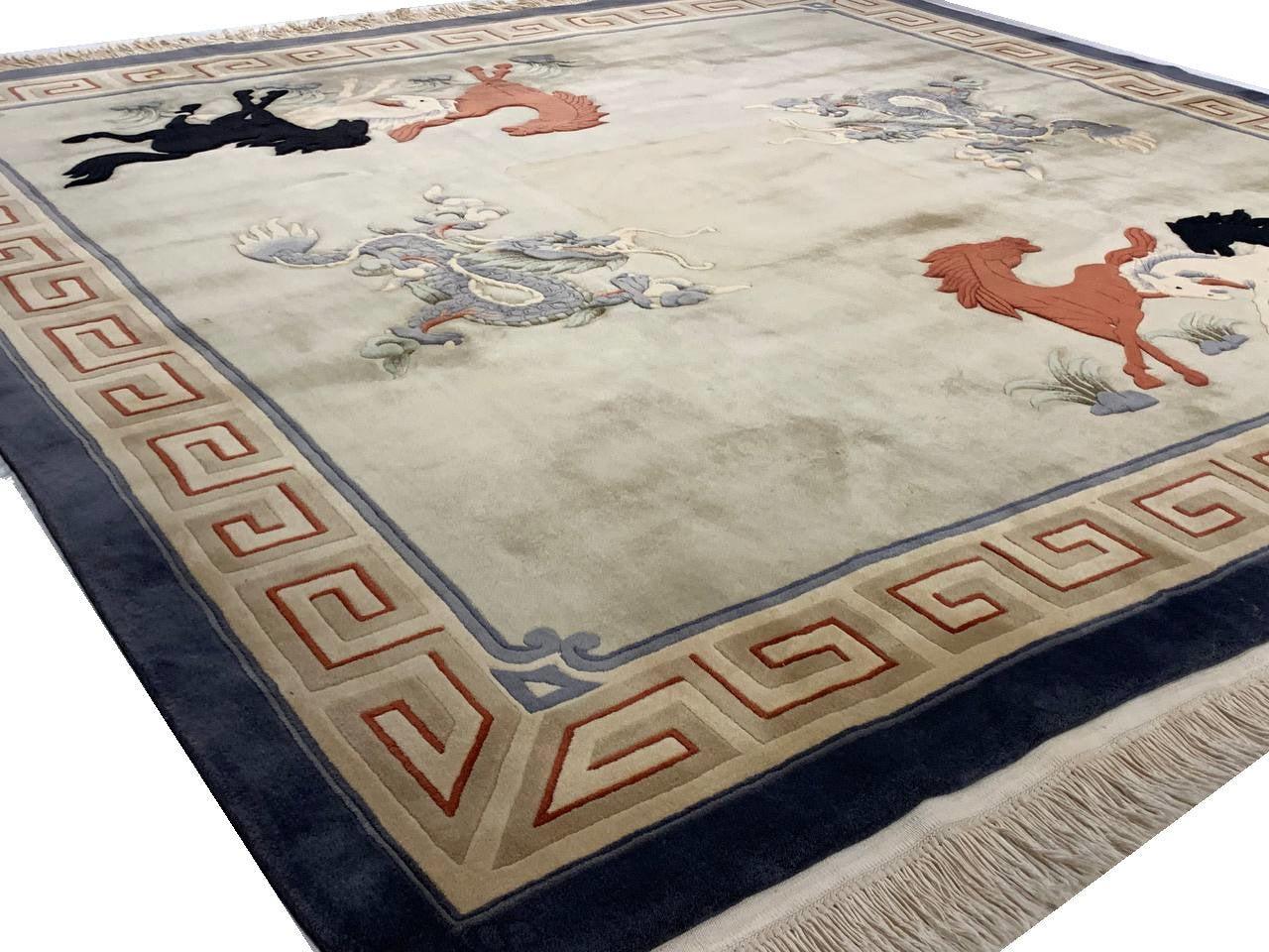 Canvello Hand knotted Chinese Vintage Square Rugs - 8'5'' X 8'11'' - Canvello