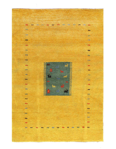 Canvello Hand - Knotted Gabbeh Gold area rug - 6' X 9' - Canvello