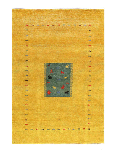 Canvello Hand-Knotted Gabbeh Gold area rug - 6' X 9'