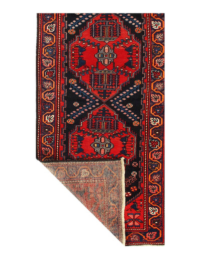 Canvello Hand Knotted Hamadan Black Runner Rug - 3'5'' X 9'9'' - Canvello