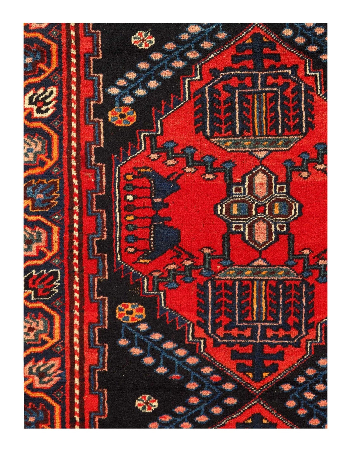 Canvello Hand Knotted Hamadan Black Runner Rug - 3'5'' X 9'9'' - Canvello