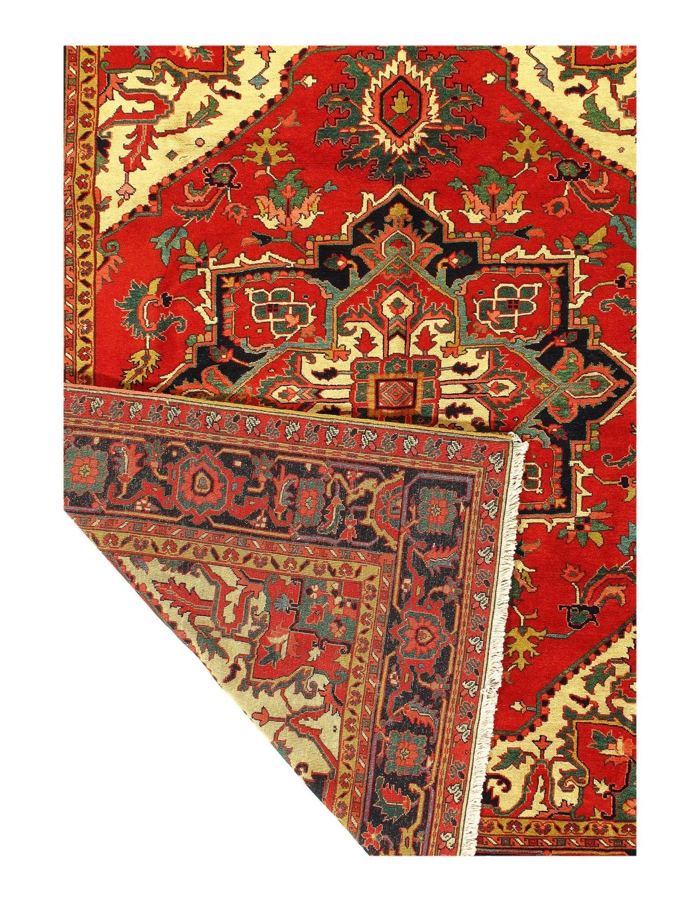 Canvello Hand Knotted Heriz Red Rug Bedroom - 8'6'' X 10'2'' - Canvello