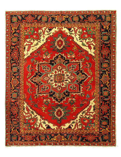 Canvello Hand Knotted Heriz Red Rug Bedroom - 8'6'' X 10'2'' - Canvello