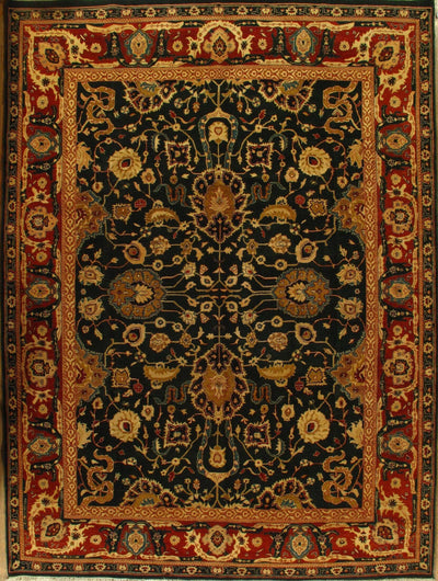 Hand-Knotted Indian Agra Wool Rug for Living Room Aesthetic - 9′2″ × 12′8″