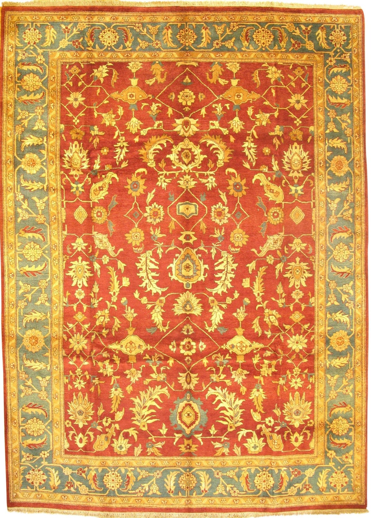 Canvello Hand-Knotted Indo Agra Rug - 10' X 14'