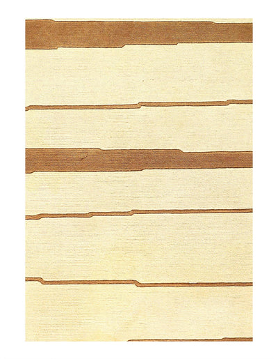 Canvello Hand-Knotted Ivory And Brown Area Rug - 5'7" x 7'10"