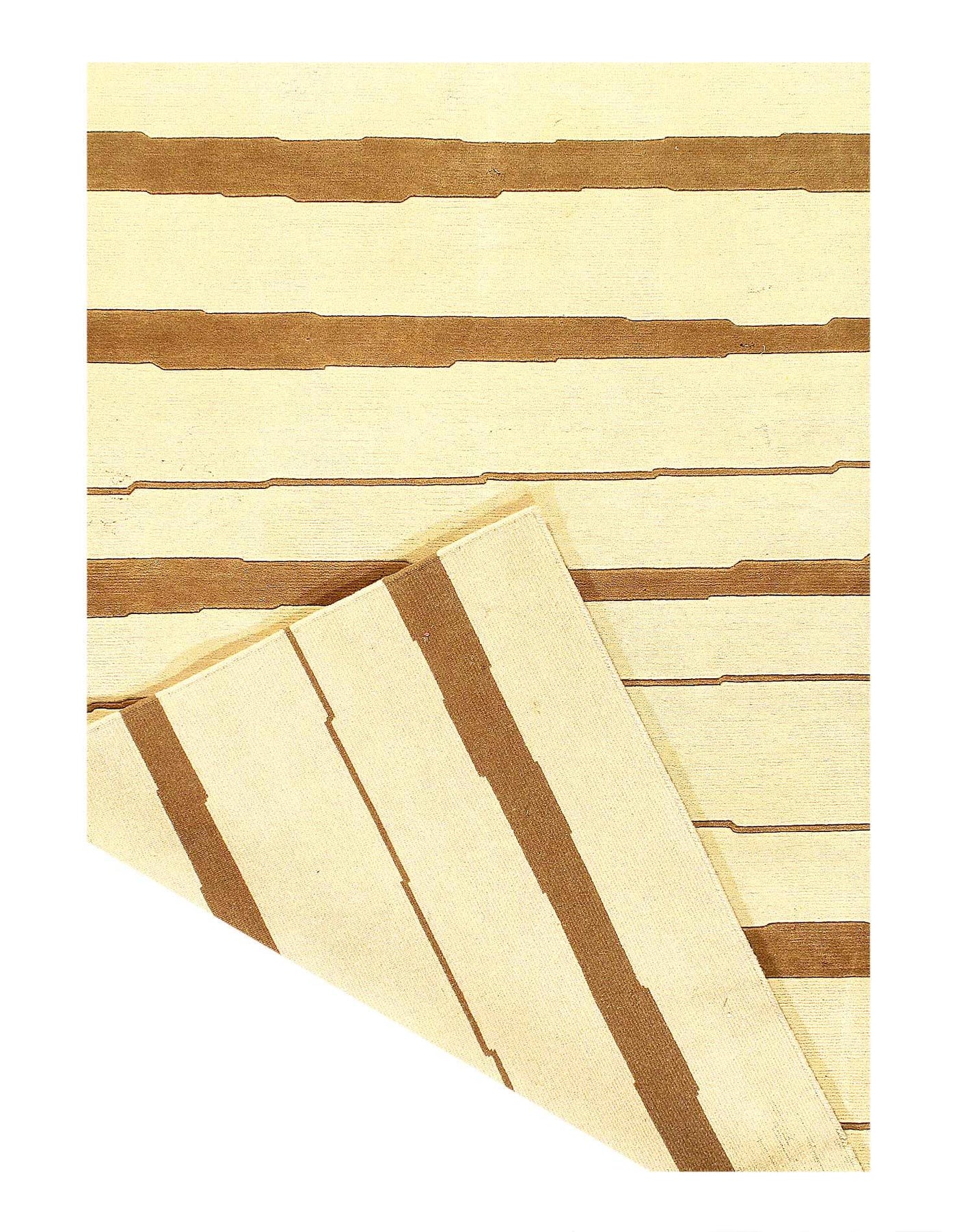 Canvello Hand-Knotted Ivory And Brown Area Rug - 5'7" x 7'10"