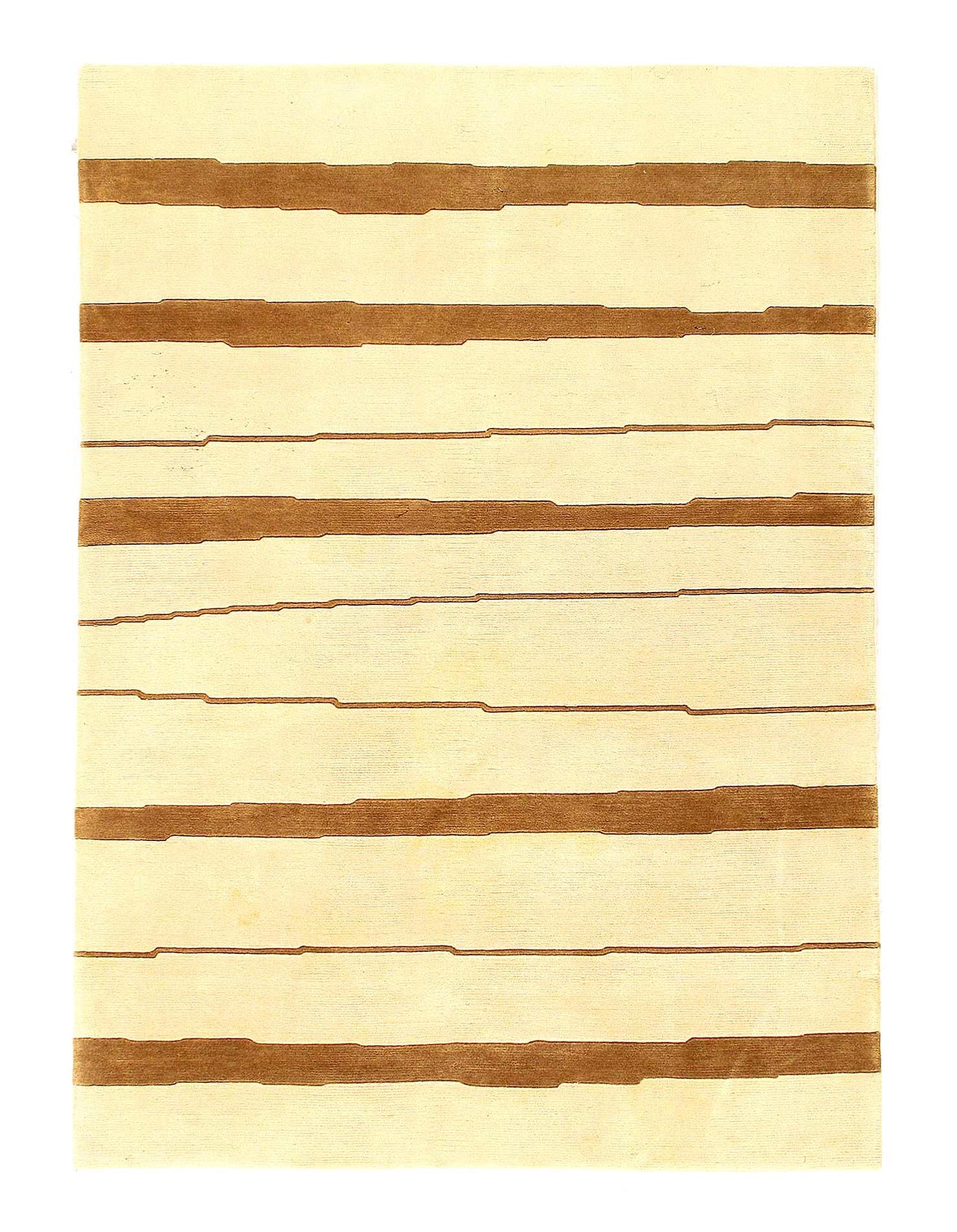 Canvello Hand - Knotted Ivory And Brown Area Rug - 5'7" x 7'10" - Canvello