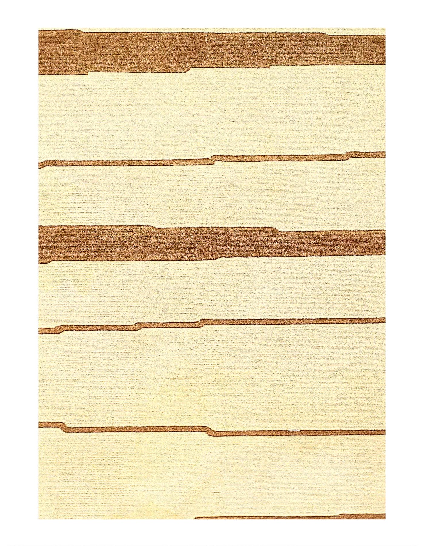 Canvello Hand - Knotted Ivory And Brown Area Rug - 5'7" x 7'10" - Canvello