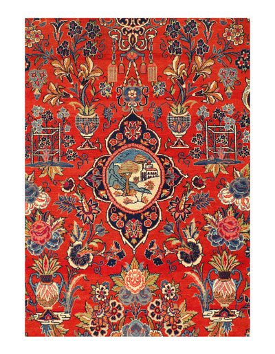 Canvello Hand knotted Kashan Luxury Living Room Rug - 4'5'' X 7'