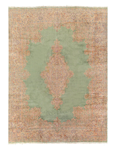 Canvello Hand - Knotted Kerman Light Green Rugs - 13' X 17' - Canvello