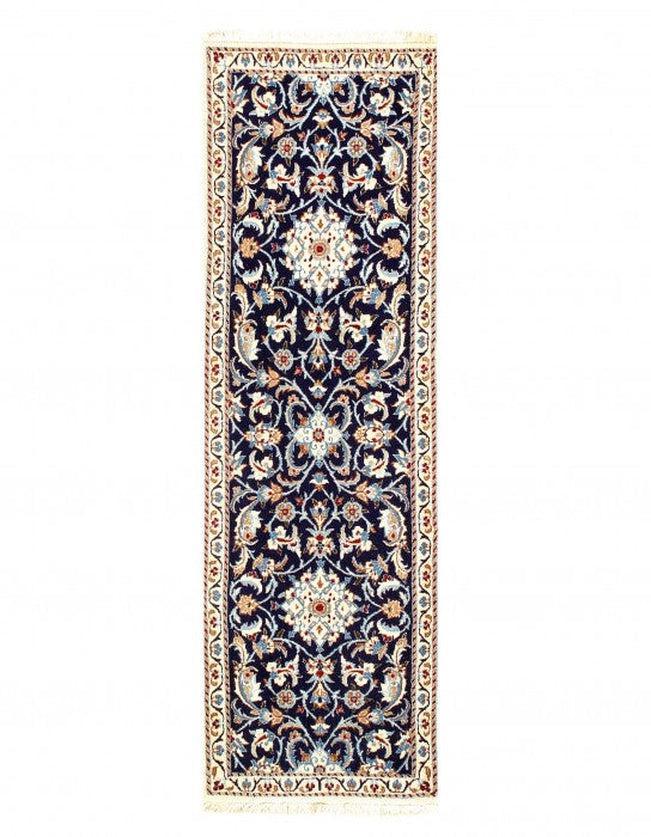 Canvello Hand Knotted Nain Blue And White Rug - 2' X 6'2'' - Canvello