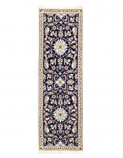 Canvello Hand Knotted Nain Blue And White Rug - 2' X 6'2'' - Canvello