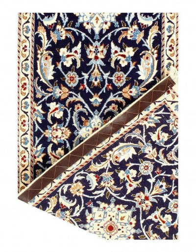 Canvello Hand Knotted Nain Blue And White Rug - 2' X 6'2'' - Canvello