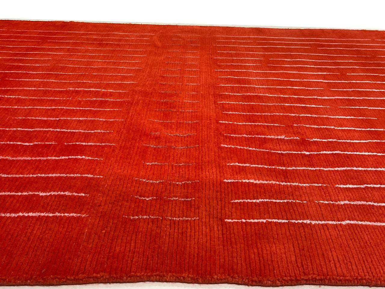 Canvello Hand Knotted Overdyed Dark Red Area Rug - 4' X 6'