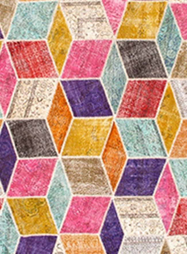 Hand-Knotted Patchwork OverDyed 8'x10'