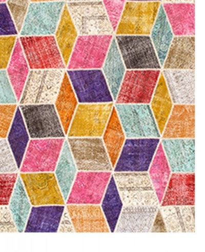 Hand-Knotted Patchwork OverDyed 8'x10'