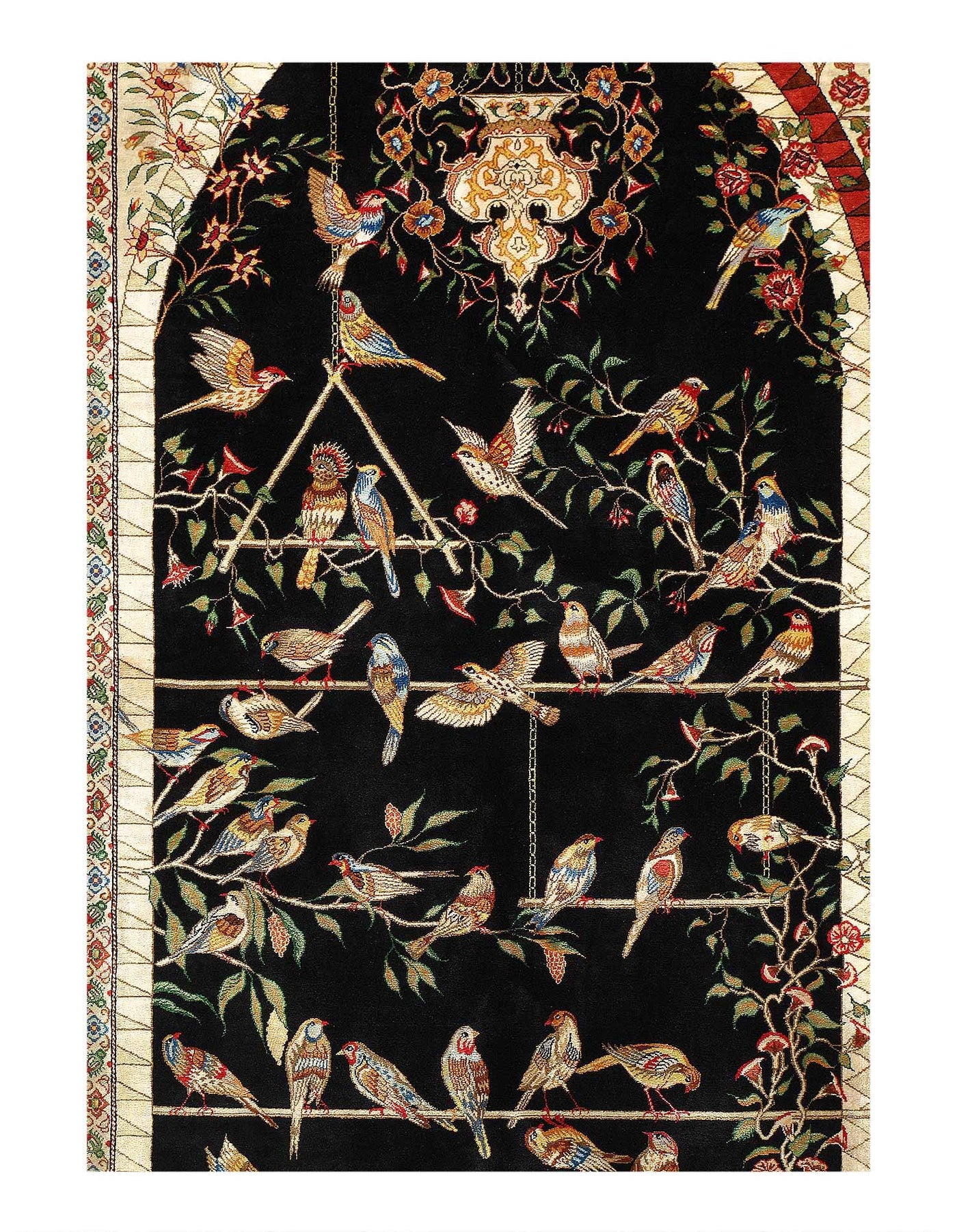Canvello Hand Knotted Pure Silk Qum Rug - 3'4'' X 5'1''