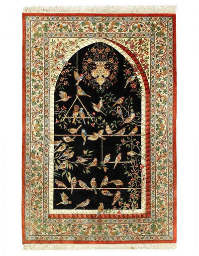 Canvello Hand Knotted Pure Silk Qum Rug - 3'4'' X 5'1'' - Canvello