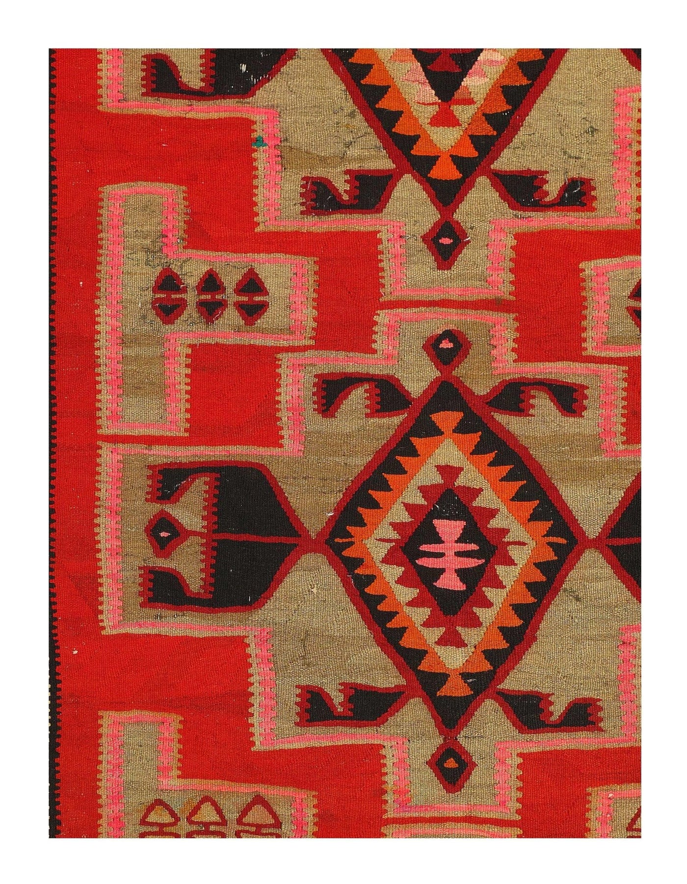 Canvello Hand Knotted Shiraz Kilim Red Silkroad Rug - 4'6'' X 9' - Canvello