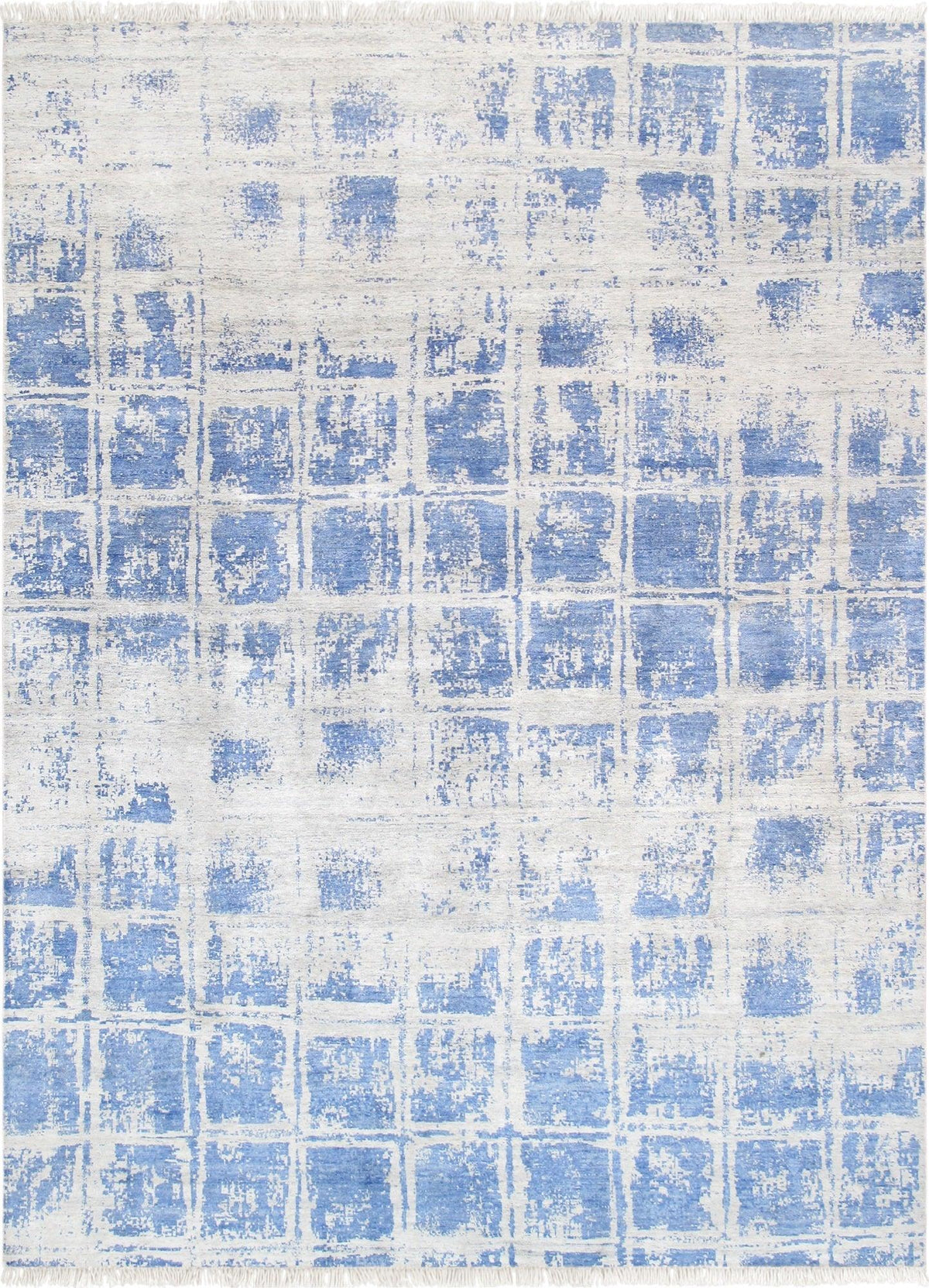 Canvello Hand-Knotted Silk Blue Modern Area Rug - 8' X 10'2"