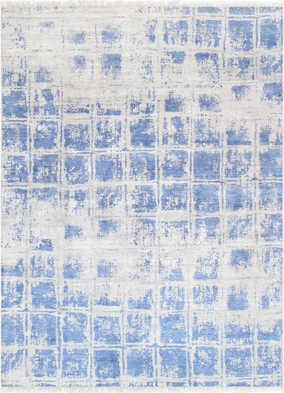 Canvello Hand - Knotted Silk Blue Modern Area Rug - 8' X 10'2" - Canvello