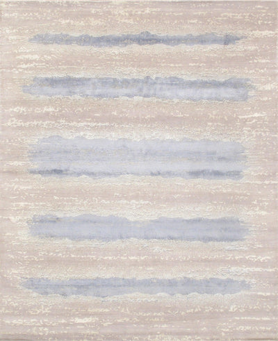 Canvello Hand-Knotted Silk Blue Wool Area Rugs - 8'1" X 9'11"