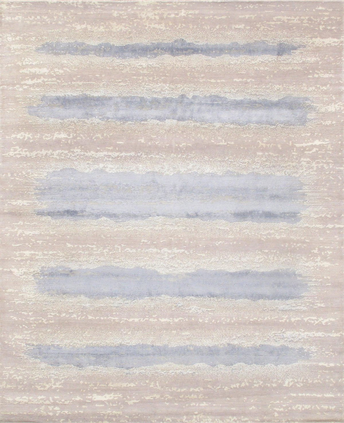 Canvello Hand-Knotted Silk Blue Wool Area Rugs - 8'1" X 9'11"